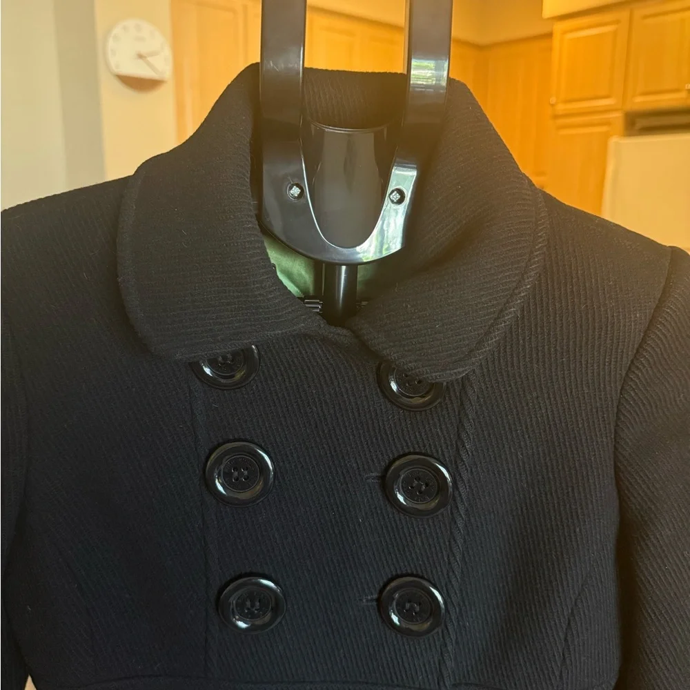Kate Spade Black Double-Breasted Pea Coat